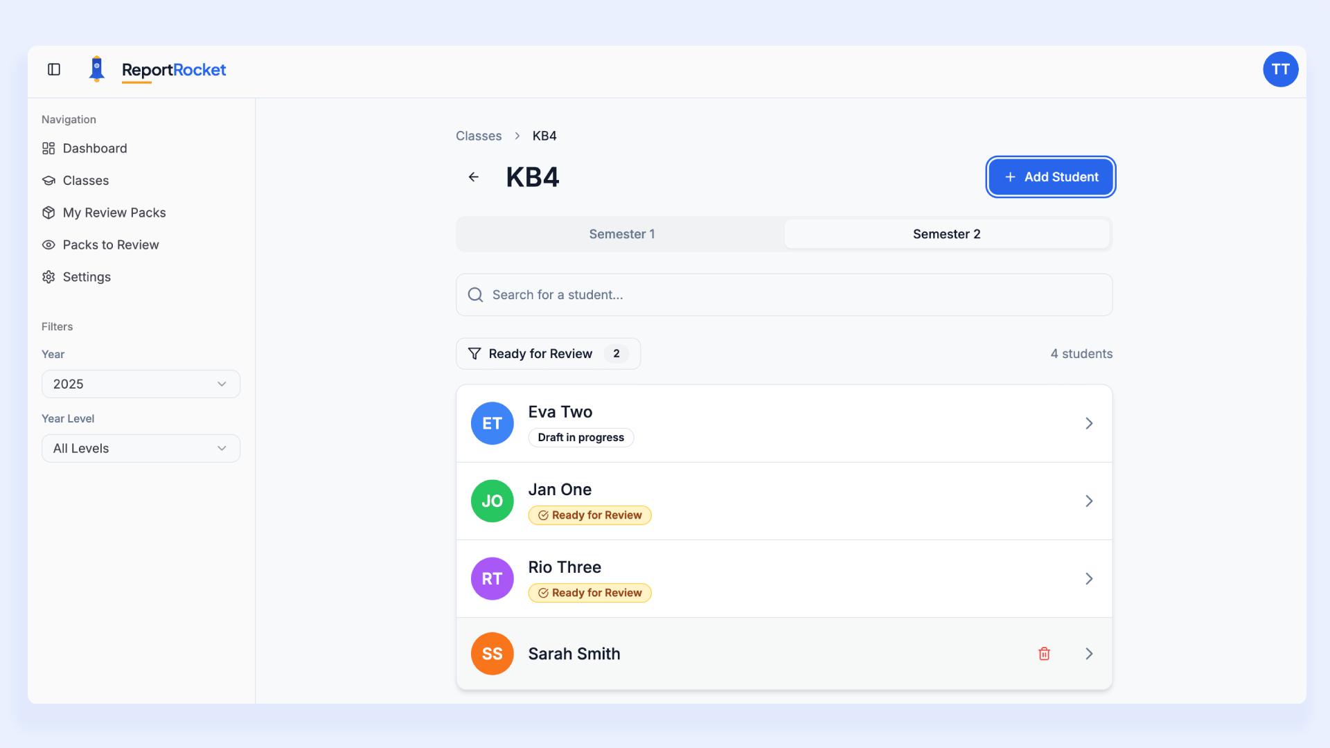 Select step - Pick a student from your class